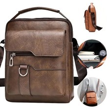 Men's PU Leather Crossbody Briefcase Work Casual Shoulder Bag With Handle&Zipper Men's Briefcase price