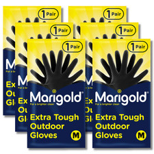 6 x Marigold Black Outdoor Gardening Rubber Gloves Extra Tough Non-Slip Grip M Gloves (Outdoor) price