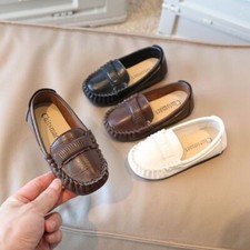 Kids Boys Girls Slip On Flat Loafers Moccasins Suede Boat Casual Shoes Size Boys' Casual Shoes price