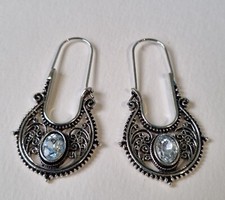 Vintage Style Drop Earrings, Clear Stone, Silver coloured alloy, New Coloured Stone Earrings price