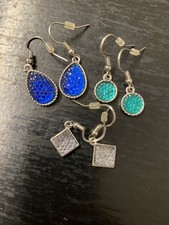 3 pairs of Earrings, different shapes and colour gems/stones New Not Been Worn Coloured Stone Earrings price