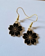 Enamel sakura flower drop earrings in a choice of colours, spring, summer, gift Coloured Stone Earrings price