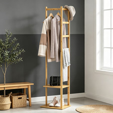 Long-lasting Coat Rack Stand with 2 Storage Shelves & 3 Hooks Enterway Hall Tree Hall Tree price