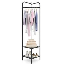 Freestanding Hall Tree Corner Coat Rack with Top Hanger & 2 Mesh Shelves Hall Tree price