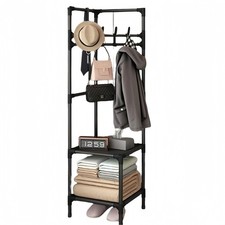 BlackMetal Corner Coat Rack Hall Tree Shelf Hooks Entryway Bedroom Storage Stand Hall Tree price