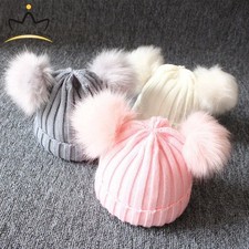 Cute Pompom Baby Hat Warm Winter Knitted Kids Baby Girl Boy Beanie Cap Solid Out Baby Hat price