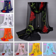 Hot New Women's Long Rose Flower Print Chiffon Scarf Soft Wrap Lady Shawl new Women's Scarf price