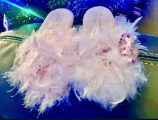 Girls Pink Fluffy Feathers sequins Fun Slippers Uk Size 12-13 Girls' Slippers price
