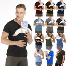 Kangaroo Pocket T Shirt Baby Carrier Short Sleeves Mother Father Top Safe Shirts Baby Shirt price