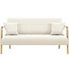 Upholstered Sofa Couch with Gold-tone Metal Arms and Legs Small Loveseat Beige Loveseat price