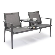 Love Seat for Garden, Grey Textilene Jack & Jill Loveseat, Vonhaus Loveseat price