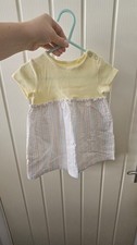 TU Baby dress Ribbed Yellow Top + Striped Skirt 6-9 Months Baby Skirt price