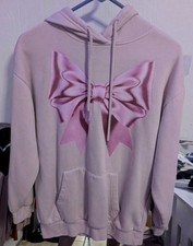 Women’s Pink Bow Pullover Hoodie size small oversized Women's Sweatshirt price