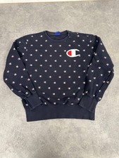 Champion All Over Logo Sweatshirt Women's Size M Black Graphic Print Women's Sweatshirt price