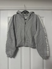 Jack Wills Women’s Grey Cropped Zip Hoodie UK 14 Marl Hooded Sweatshirt Women's Sweatshirt price