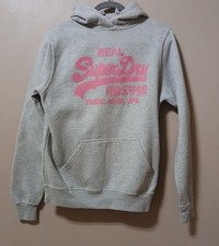 Superdry Hoodie Women's Size 10 Girls XL Grey Pink Print Hooded Sweatshirt Women's Sweatshirt price