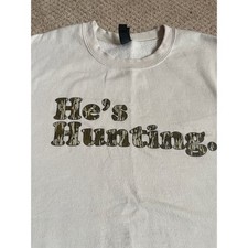 He's Hunting Camo Crewneck Sweatshirt / Tan Womens Medium Women's Sweatshirt price