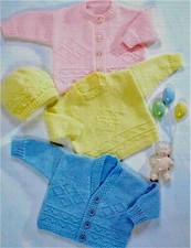 Baby Knitting Pattern Cardigans, Sweater & Hat in Aran to fit 16-24''   B31 Baby Sweater price