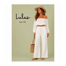 Lulus White Two Piece Vacay Gauze Pant Set Size XS Modest Wear Set price