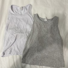 Yogolicious Set If 2 Tank Tops Cropped With Built In Shelf Bra Size Small Modest Wear Set price