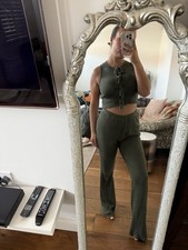 Green Zara Lounge Wear Set Bottoms Are M And Top Is Small Perfect Condition Modest Wear Set price