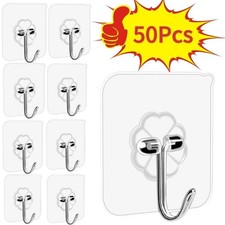 50Pcs Heavy Duty Self Adhesive Wall Hooks Transparent Sticky Kitchen Bathroom Bathroom Hooks price