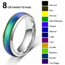 Mood Ring Colour Changing Stainless Steel Emotion Temperature Ring Women Men Coloured Stone Ring price