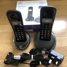 NEW BT Everyday Cordless Twin Home Phone with Basic Call Blocking Handset Black Cordless Phone price