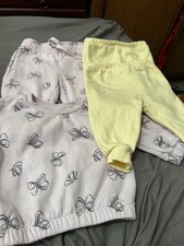 Baby Girl Butterfly Tracksuit With 2 Pairs Of Yellow Trousers Size 3-6 Months Baby Tracksuit price
