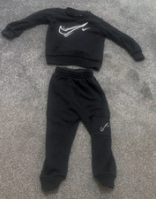 Nike Boys Black Fleece 2-Piece Tracksuit Sweatshirt & Joggers 18-24 months Baby Tracksuit price