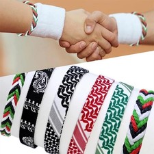 Palestine Flag Bracelet - Save Gaza Solidarity Wristband - Woven Arabic Jewelry Ethnic Bracelet price
