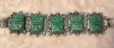 Vintage Sterling Silver Carved Masks Panel Bracelet Ethnic Bracelet price