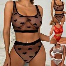 Womens Sexy Lace See Through Bra Set G-String Thong Lingerie Underwear Outfit Women's Underwear Set price