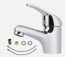 Modern Bathroom Single Lever Taps Basin Sink Mixer Tap with 2 Hoses Faucet UK Taps price