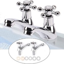 2Pcs Traditional Basin Sink Hot and Cold Taps Pair Chrome Bathrooms Water Tap Taps price