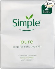 Simple Pure Soap Bar Face & Body Soap For Sensitive Skin, Vegan, 2 x 100g Bars Baby Soap price