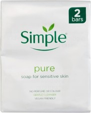 Simple Pure Soap Bar Face & Body Soap For Sensitive Skin, Vegan, 2 x 100g Bars Baby Soap price