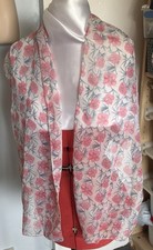 White chiffon pink daisy wrap long scarf 59 x 12 inches Scarf price