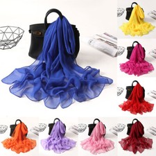 Women Long Soft Chiffon Scarf Plain Sheer Wrap Shawl Large Stole Neck Scarves AA Scarf price