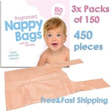🔥450 Disposable Fragranced Nappy Bags Bin Sacks Baby Tie Handle Diaper Scented Nappy Bin price