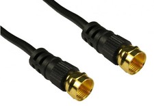 BLACK 1m Coax Cable F Plug Screw-on Male Gold Plated Connections Satellite TV Satellite Cable price