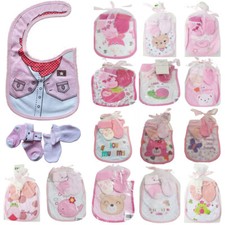 Baby Girls Bib, Socks & Mittens Newborn Gift Set Various designs STOCK CLEARANCE Girls' Socks Set price