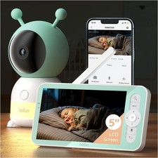 5" Video Baby Monitor Camera,2K Night Vision,App Control,Two-Way Talk,SD Card,UK Baby Monitor price