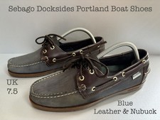 Mens Sebago Docksides Portland Leather Boat Shoe UK 7.5 Blue Hand Sewn RRP £155! Men's Boat Shoes price
