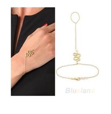 GOLD BEACH SNAKE BRACELET HAND CHAIN BANGLE SLAVE FINGER RING HARNESS WOMENS UK Shahmeran Bracelet price