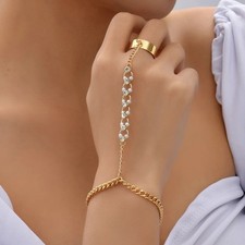 Long  Ring Bracelet Hand Chain Bracelet Butterfly Finger Ring For Women Girls Shahmeran Bracelet price