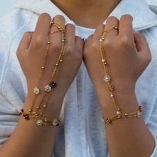 Stainless Steel Flower Hand Chain Adjustable Size Finger Bracelet Shahmeran Bracelet price