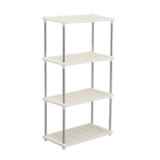 4 Tier Plastic Shelving Units 80.5x41x22cm Storage Shelf Modern Standing Storage Office Shelving price