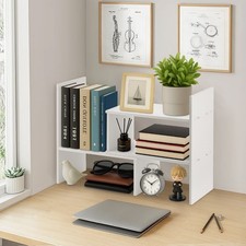 Wood Desktop Bookcase Book Shelf Expandable Desk Organiser Office Storage Office Shelving price