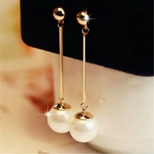 GOLD & PEARL DROP EARRINGS **UK SELLER** BRIDE GIFT PRESENT Pearl Earrings price
